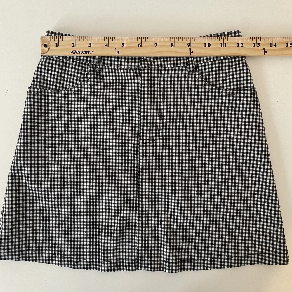 John‎ Galt Black White Gingham Mini Skirt OS Grunge Goth Minimalist Preppy Y2K